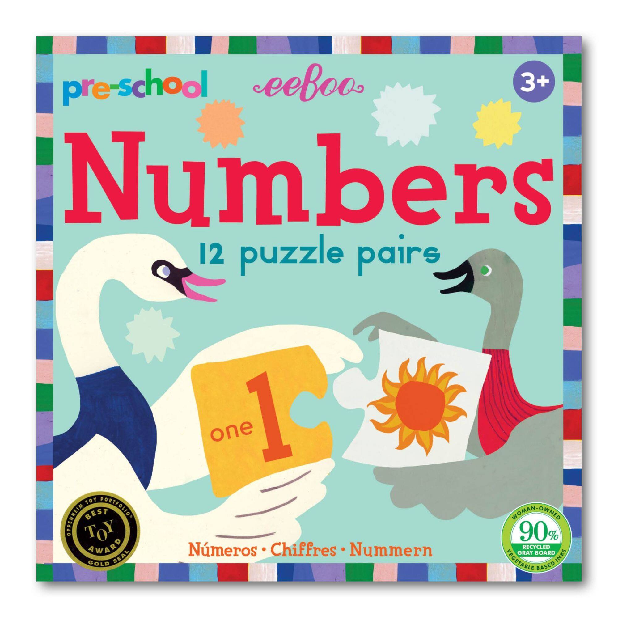 eeBoo Preschool Numbers 12 Puzzle Pairs